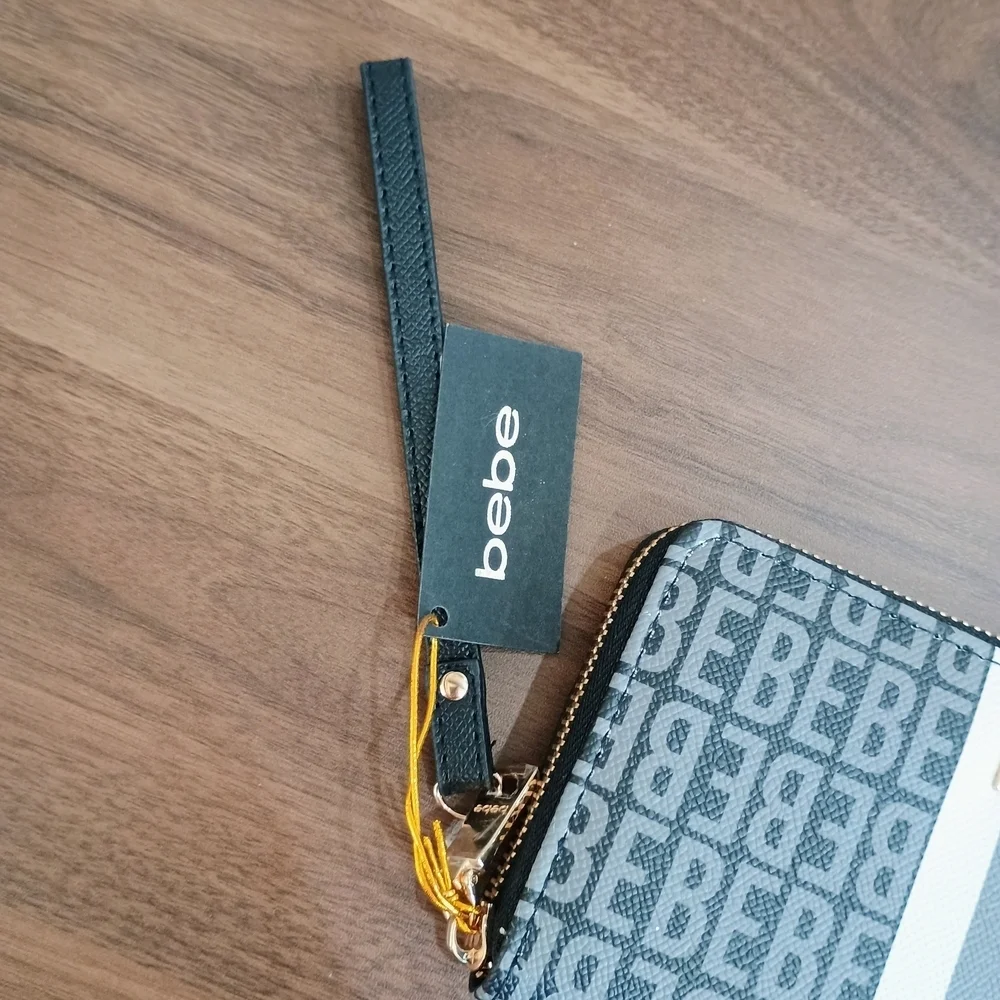 Bebe Black, Gray and White Logo Wallet